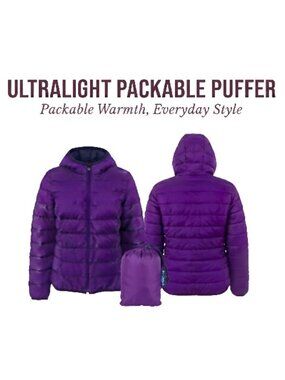 Girl's Lightweight Packable Jacket - Size 10-12 Purple